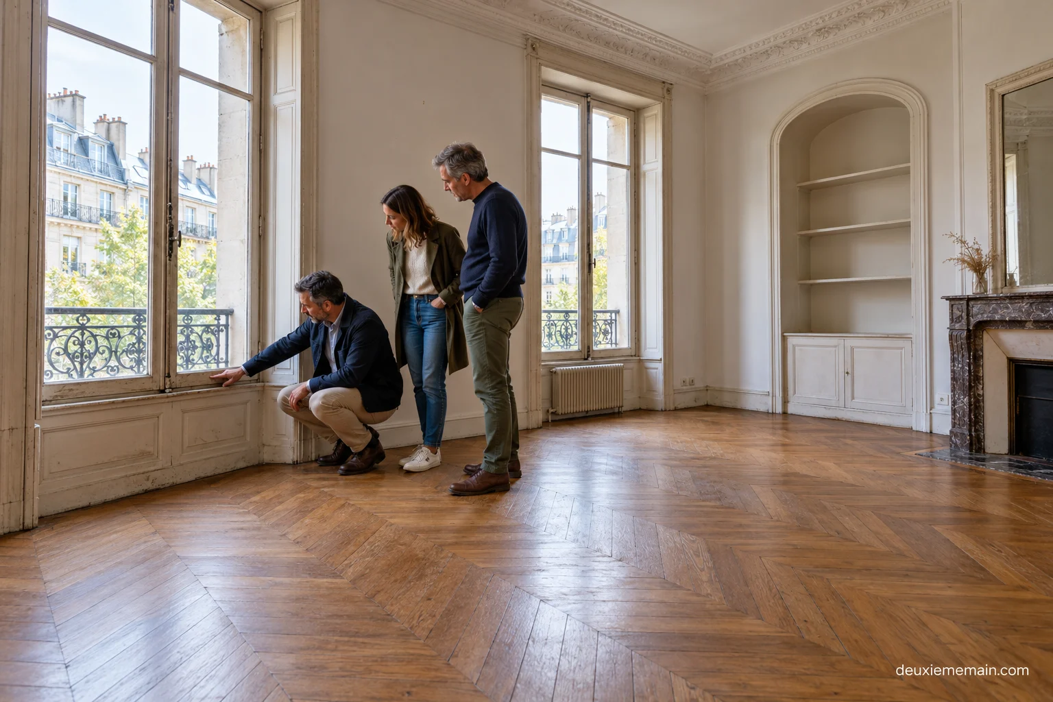 Een ouder appartement wordt tijdens een bezoek onderzocht.